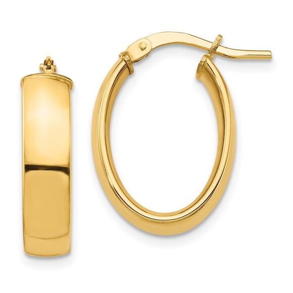 Kazi Luxury 14k Yellow Gold High Polished 5mm Oval Hoop Earrings